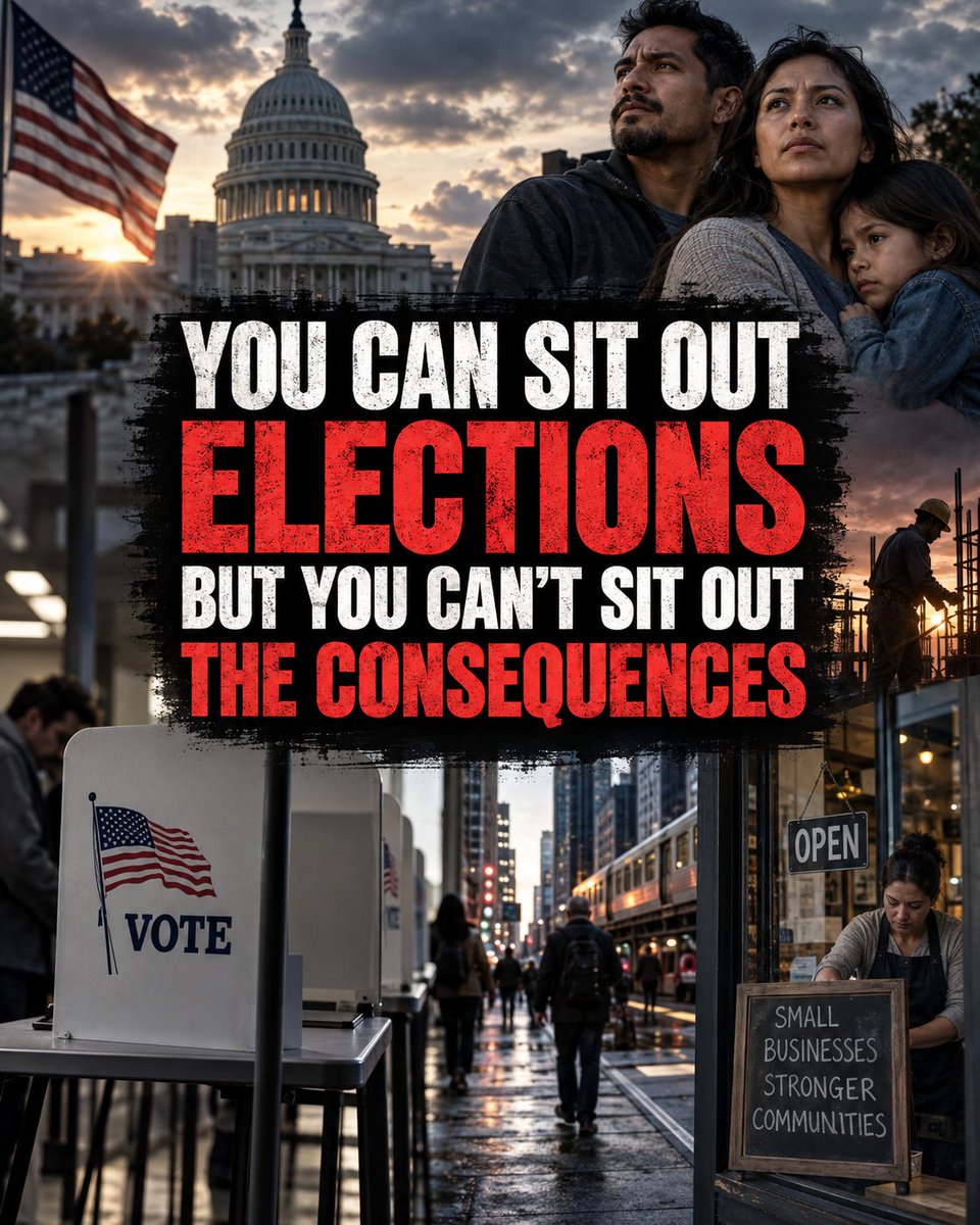 aj_inapi's tweet photo. Thinking about sitting out the MIDTERMS because you're frustrated, disappointed or convinced your vote doesn't matter?

Fine.

But understand what you're choosing.

You're not sitting politics out.

You're handing the decision to everyone who DOES show up - and then living with what THEY choose.

For the next 2 years, Congress can shape:

• Taxes and spending
• Immigration and border policy
• Energy and healthcare
• Defense and foreign policy
• Investigations and oversight
• Which nominees get confirmed

State elections can shape your schools, policing, regulations, taxes, prosecutors, judges and the environment your business operates in.

Politics isn't just television.

It's your mortgage.

Your energy bill.

Your business costs.

Your child's school.

Your neighborhood.

Your job.

Your future.

Your faith. 

And some election consequences last far longer than 2 years.

Senators serve 6 years.

Federal judges can serve for life.

Laws can survive multiple presidents.

So be angry.

Be disappointed.

Hold politicians accountable.

But don't confuse sitting out with escaping the consequences.

You still pay the taxes.

You still obey the laws.

Your children inherit the country.

Your grandchildren may inherit the consequences.

You can sit out an election.

You cannot sit out what happens AFTER it.

And if you're a Republican, you get SCREWED sideways because you will still FOLLOW whatever law the majority locks in. So why not be a part of that process despite EVERYTHING that's been told to you. 

If I were you, I'd Repost this post. You don't have to. Just saying..
