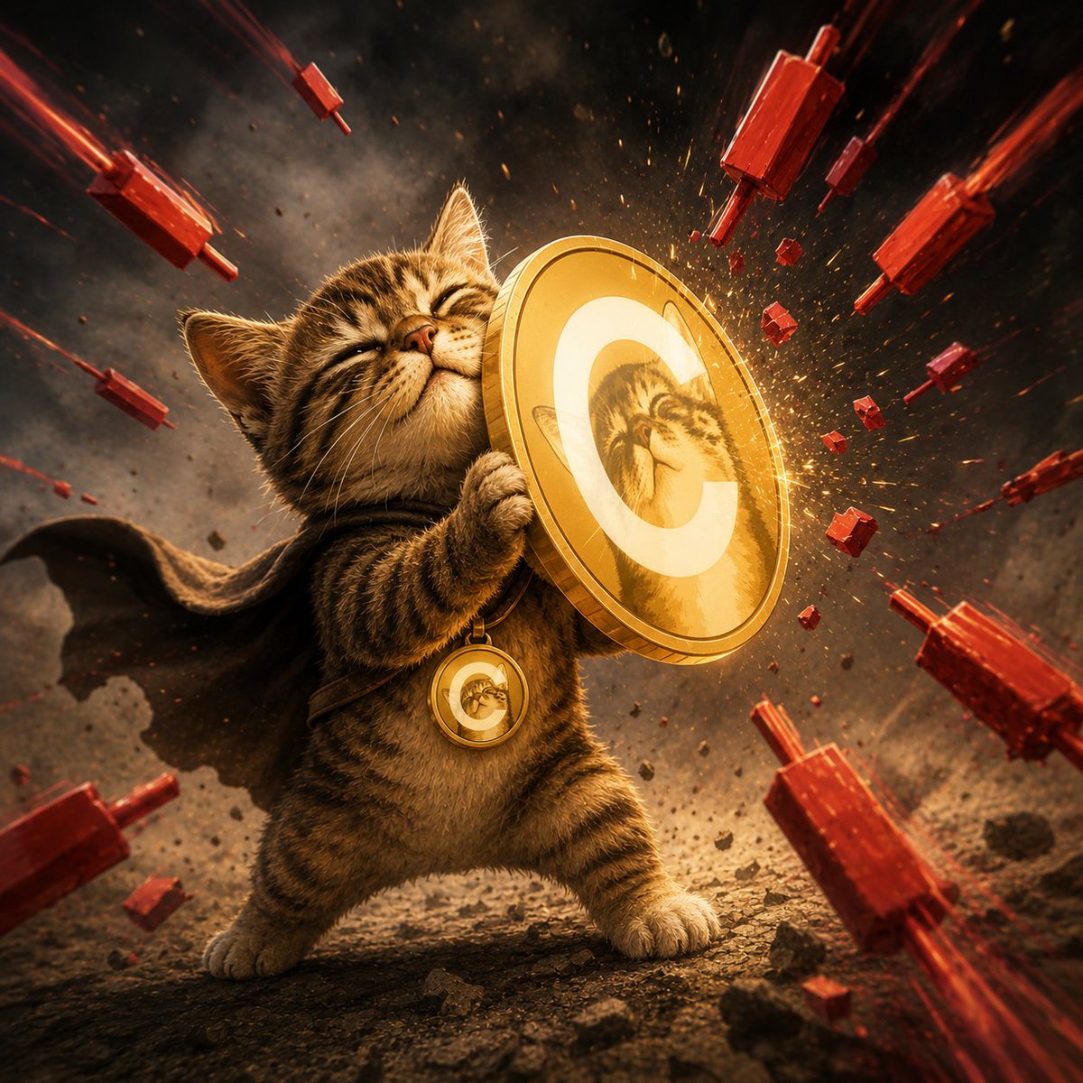 Harumar__'s tweet photo. Red candles don’t scare us. $CATE stands strong. 🛡️🐱 https://t.co/S4DpB3199G