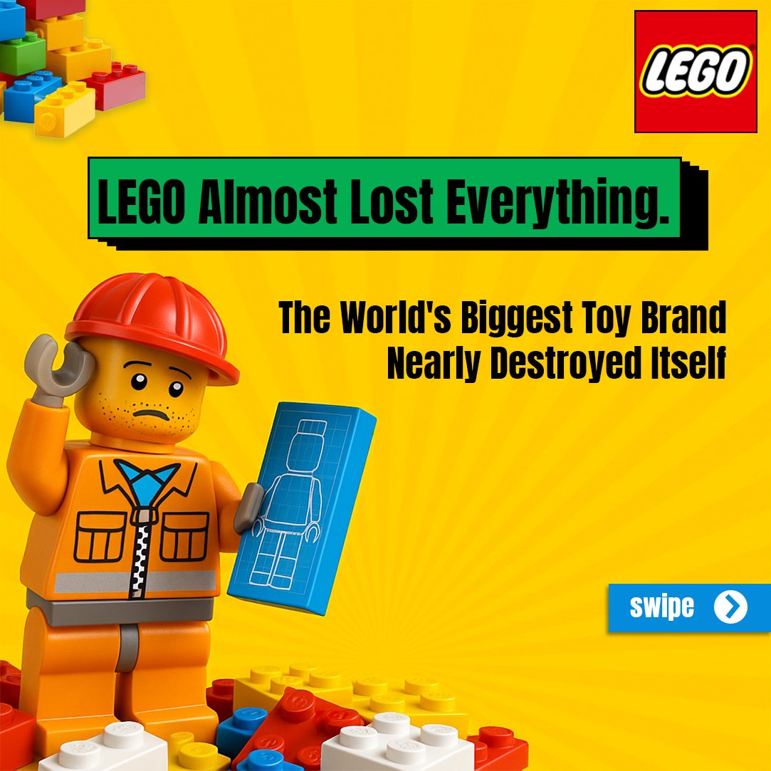 BiztalBox's tweet photo. LEGO almost lost itself trying to grow.

It expanded beyond bricks and moved further from what made LEGO, LEGO.

The comeback came from returning to its core.

Growth isn't always about adding more. Sometimes, it's knowing what to protect.

#lego #BrandStrategy #Marketing https://t.co/HcIkSBIwXM