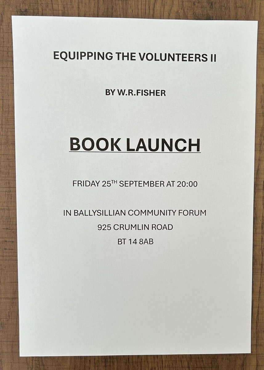 BigHilti1872's tweet photo. Our friend Billy Fisher is having a book launch on his book "Equipping The Volunteers" 

Billy is a highly regarded & respected collector & expert on Ulster Volunteer Force paraphernalia 1912-1914

Everyone welcome
@impongo22 @ussf79 @GmUlster @PhilipHanna1 @windsorp1886  @Sir__Walsingham @0nIyThursday @bfchild66 @AntrimLoyalist @BartLad69  @EndCulturalWar @BelfastBooks @PurpleStandard
@Graham_G_
@treacle1690CCA
@lordcarsonwest
@PulVote
@FightHypocrisy1
@prodlegacy
@graeme818
@samhanna78 @spudrangers89 @StaceyGraham90 @charlie_lawson1 @randalstown_rsc @JamieBrysonCPNI 
@ShoreRoadLoyal
@JimmyL1912
@badabing1981
@Pat1975Watty 
@A_Gillespie16
@Fyffer1962
@36thDavy 
@panzer_heinz
@Irish_Unionist2
@scottieboy32
@weeOnion69
@Cairnlodge1
@ryder2010
@poochie16901
@stephen82754737
@AlanT81844
@bertford
 @ArdoyneRFC
@ELMurphOcarnet
@mmago75645
@MaggieBrown13