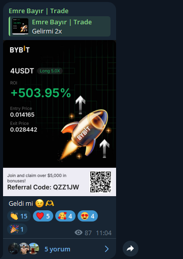 emrebayiir's tweet photo. 3 günde 2x
Ve bu bir meme coin değil.
Basit bir trade işlemi.

Benim için boğa marketine gerek yok.
Yüksek kârları trade grubumda yakalıyorum.

Geçen ay 4x yakalamıştım.
Onunda ekran görüntüsünü bırakıyorum.

Ve sadece bunlar değil.
Bazen %3 bazen %20 kârlar elime geçiyor.
Tabi ufak ufak kaybettiğimizde oluyor.

Ama total de çok şükür kazanarak büyüyoruz.
Grubum ücretsiz.
Gelmek isteyenler detayları tıklayarak görebilir.

🔗 https://t.co/6WXg7nEZFp