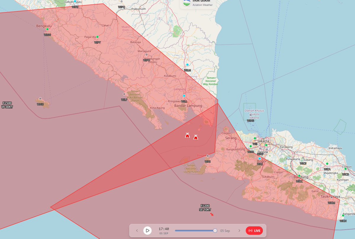 Rute_T11_T12's tweet photo. Update Peta Zona Merah Abu Vulkanik Anak Krakatau per 17:32 WIB

Welcome pendatang baru: Bengkulu, Lampung, Cilegon, Serang, Tasikmalaya

Stay safe dan pake masker ya warga-warga!

SIGMET Alert via InaSIAM @infoBMKG https://t.co/jInURrHSXX