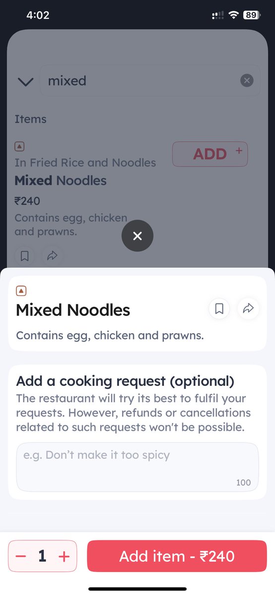 desertmist's tweet photo. @zomatocare @zomato Cheated yet once again. I had ordered mix fried rice that contains chicken, egg and prawns as per menu. However I have received fried rice with chicken &amp; few tiny pieces of egg only. No Prawns ! support is declined with vague reasons https://t.co/ZTE9oNkZBD