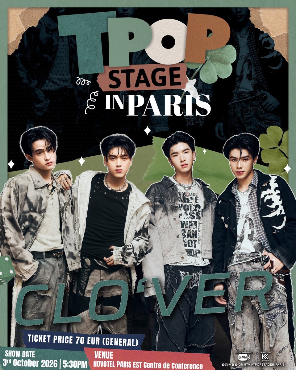 boyslove_france's tweet photo. [NEWS] Nouveau concert de T-pop à Paris avec la venue de #CLO_VER !

💡 Côté BL, on y retrouve #Keen et #Barcode

💸
* Tickets : 70 €
* Privilèges : 45~55 €

📅
* Billetterie : 12 septembre
* Concert : 3 octobre 2026 à 17h30 (sam)

📍 Novotel Paris Est

#TPOPSTAGEINPARIS https://t.co/Mt6MdQy594