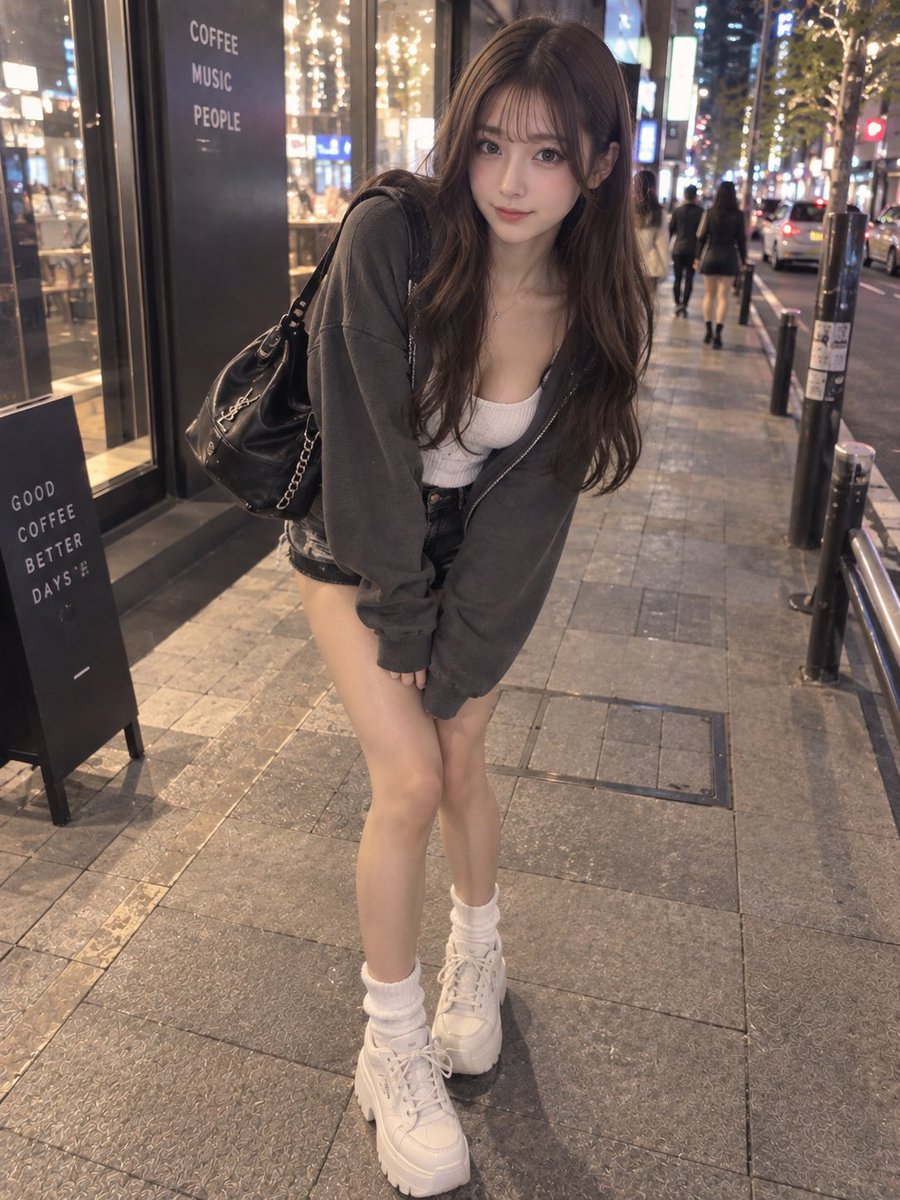 AIGAL_FACTORY's tweet photo. 🧪 本日の製造完了。

【Y2Kストリートギャル】出荷します🖤

① 夜の街ブラ×厚底スニーカー
② 帰宅後はリラックスモード

推しだったら♡ https://t.co/XH7mJcvseo