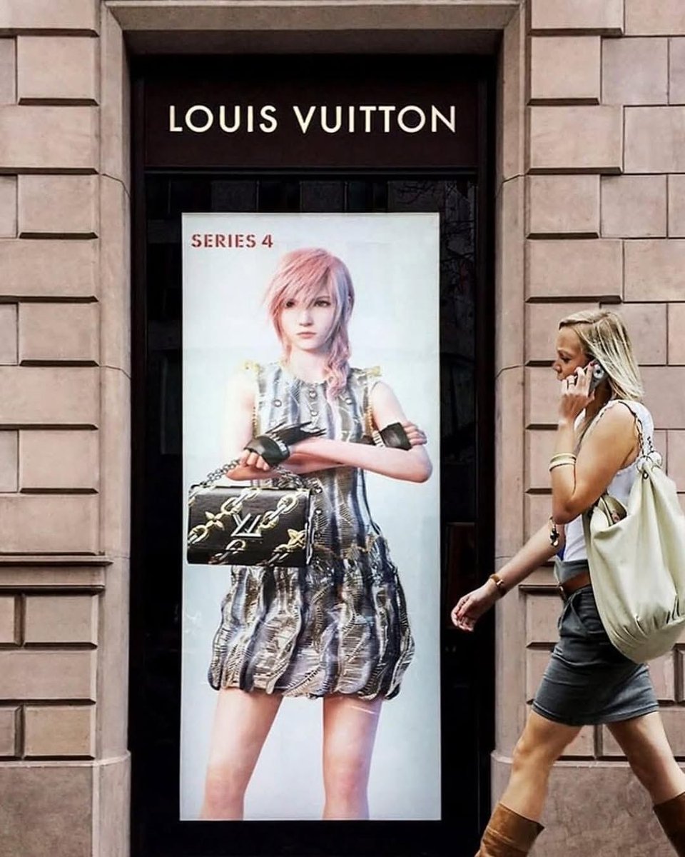 3CC0__'s tweet photo. In 2016, Louis Vuitton partnered with the Final Fantasy franchise and featured Lightning (the main protagonist of FFXIII) as a model. She appeared as a face of the brand’s SS/16 “Series 4” campaign, under creative directon of Nicolas Ghesquière. https://t.co/3bQFOuR5cw