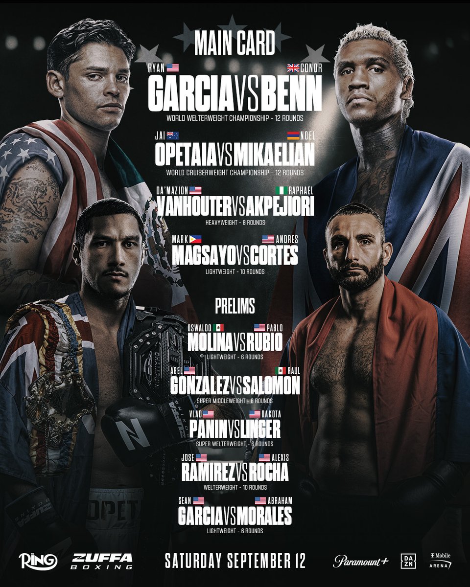 ufc's tweet photo. September 12th, @Zuffa_Boxing is putting on a SHOW

#GarciaBenn | @ParamountPlus https://t.co/d5MKdBsCgP