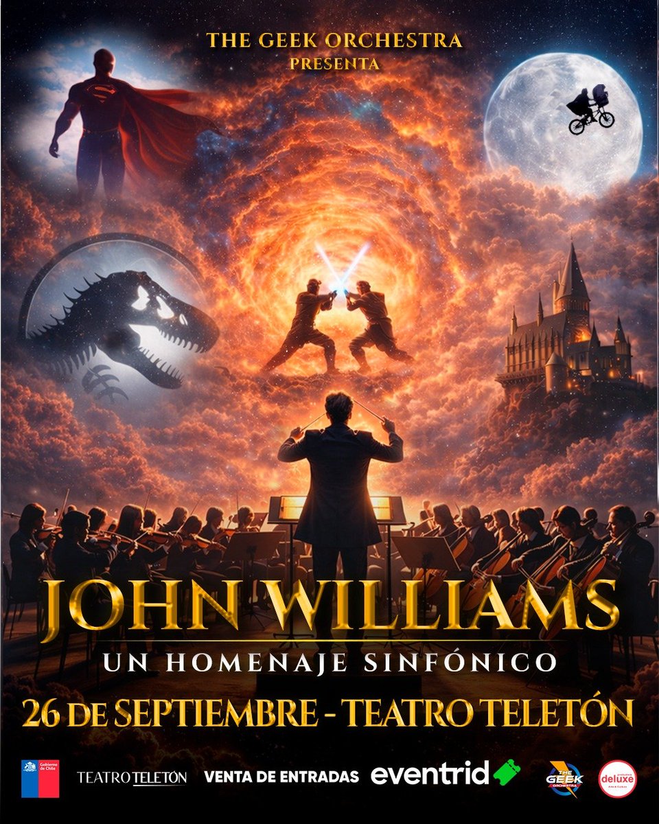 rockaxisoficial's tweet photo. 🎬 La música de John Williams llegará al Teatro Teletón con un homenaje sinfónico.

Este sábado 26 de septiembre, The Geek Orchestra, con 50 músicos bajo la dirección de José Aranda Riveros, recorrerá clásicos como "Star Wars", "Harry Potter", "Jurassic Park", "Indiana Jones" y "E.T.".

Revisa todos los detalles de "John Williams: Un Homenaje Sinfónico" y las entradas en nuestra web 👉 https://t.co/u7B6r6brrd

¿Cuál de sus bandas sonoras esperas escuchar en vivo?
