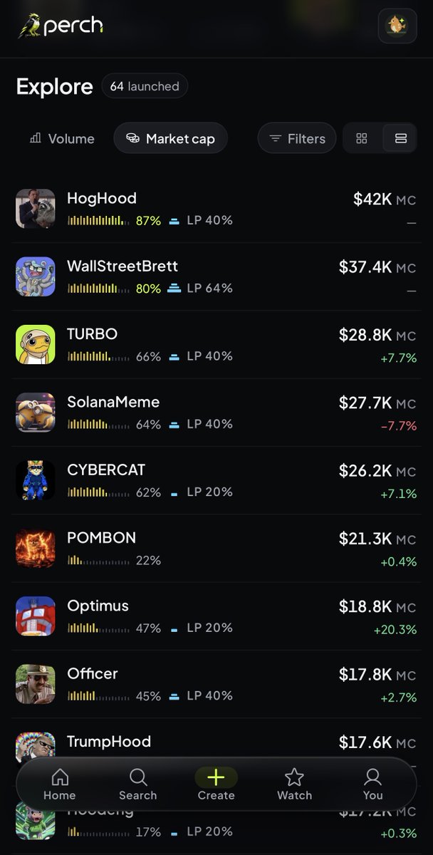 CryptoG87's tweet photo. New mobile UI just dropped on Perch testnet 

It’s starting to feel much more like a proper mobile app now https://t.co/G3bKgvFUAN