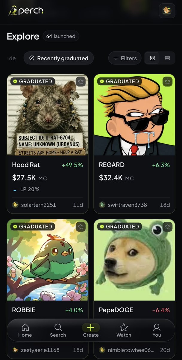 CryptoG87's tweet photo. New mobile UI just dropped on Perch testnet 

It’s starting to feel much more like a proper mobile app now https://t.co/G3bKgvFUAN