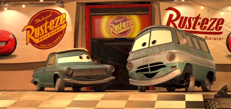 Pixar's tweet photo. Rusty and Dusty are voiced by NPR’s Car Talk hosts Ray and Tom Magliozzi, who each chose their brother’s car model. https://t.co/sUgeRJoPjb