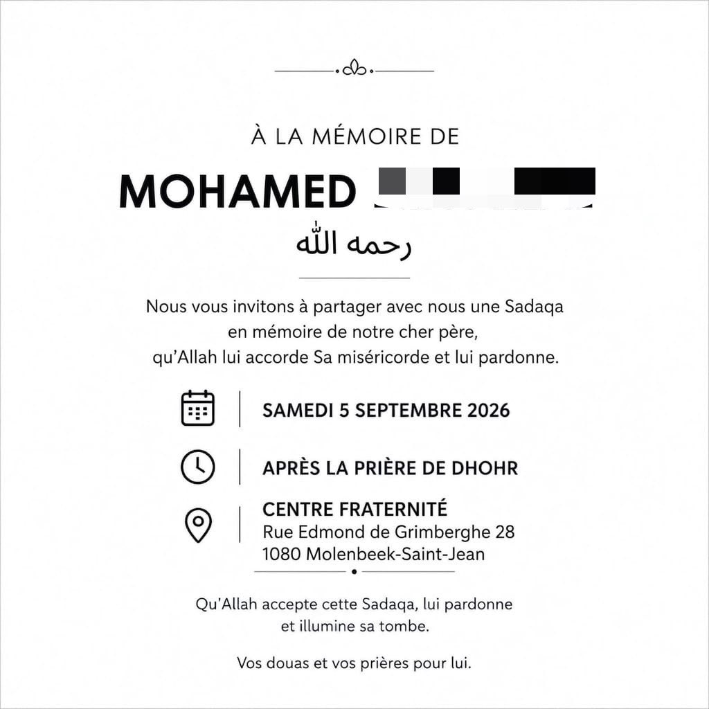 bint_al_rawda's tweet photo. Pour ceux de Bruxelles, n’hésitez pas ! 
Qu’Allah lui ouvre les portes de Son Paradis !! https://t.co/w1EEJennLB