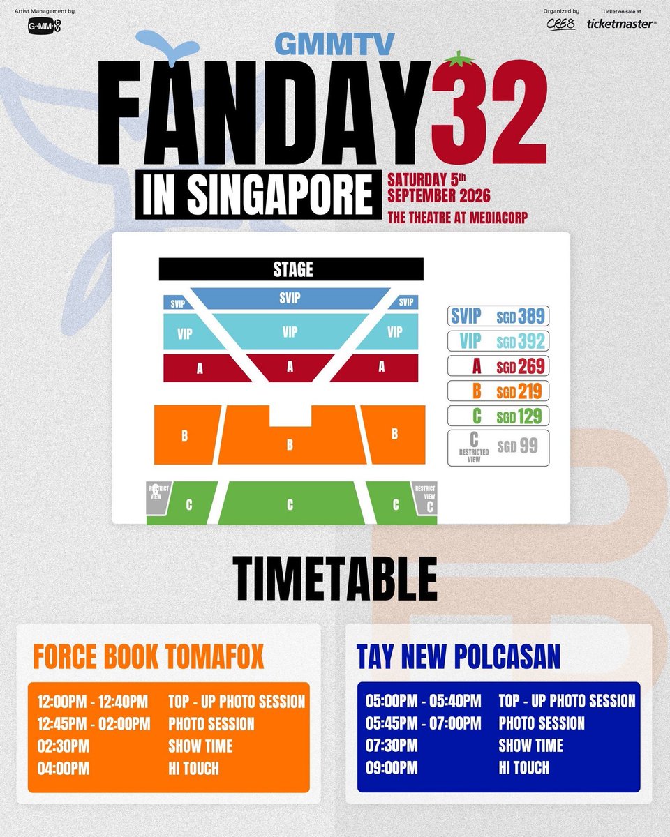 tbag_461's tweet photo. 🎫 WTS | TAYNEW — GMMTV FANDAY 32 IN SINGAPORE

📅 5 September 2026
📍 Singapore
🎫 CAT C ticket available
💰 S$100

Transfer available. Serious buyers only.

#TayNew #GMMTVFANDAY32 #TayTawan #NewThitipoom https://t.co/EDlulbJnZS