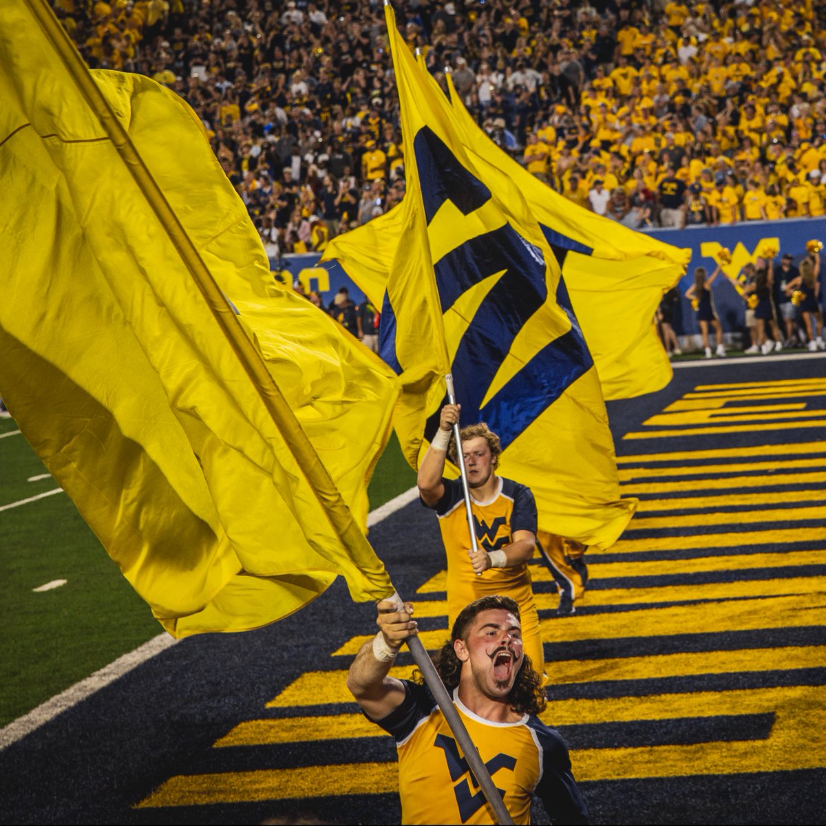 WVUFoundation's tweet photo. Game day is here, Mountaineer Nation! Let's Go! 🟡🔵 https://t.co/rt4SUrB4sT