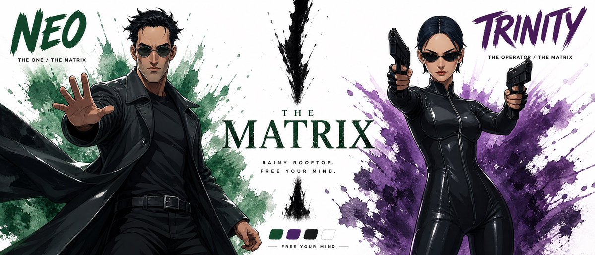 Character Bible Sheet for Neo & Trinity