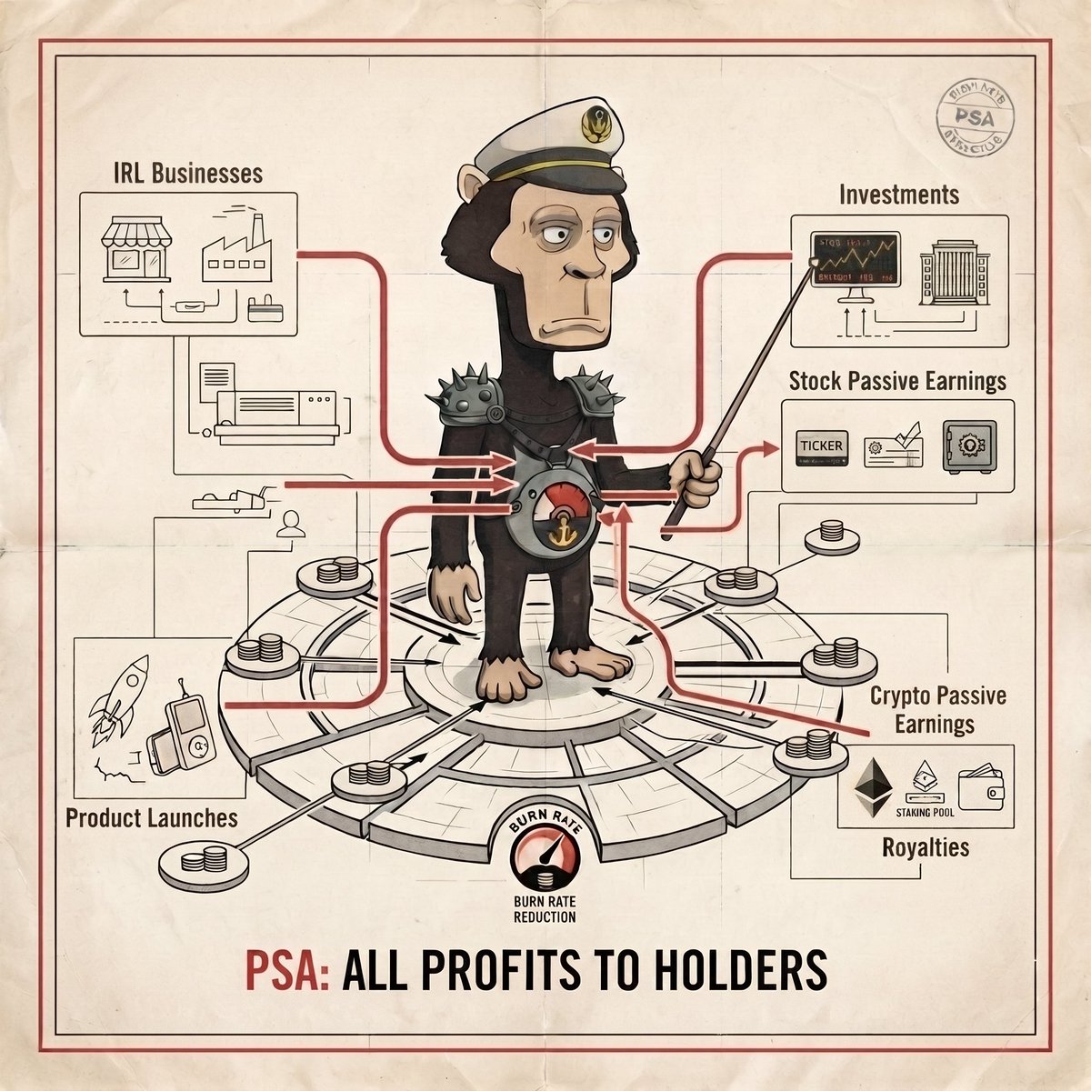 MonkeyBizCash's tweet photo. Holders will profit from volume. That's just one piece of it.

Imagine TCG drops and toy sellouts, like Azuki or Pudgy, but every dollar goes to holders.

The NFT space has dreamed about this for years. Nobody's built it. Until now. 

That's Monkey Business. https://t.co/sTpRUMoMhN