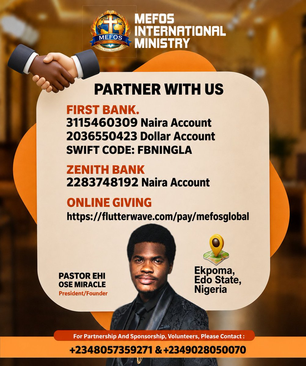 MEFOSGLOBAL's tweet photo. The vision is too great for one person to fulfill alone.

Partner with us as we journey together toward the fulfillment of this divine vision, mandate, and assignment, bringing salvation, healing, restoration, and revival to the nations. https://t.co/q4QCTXhGjw