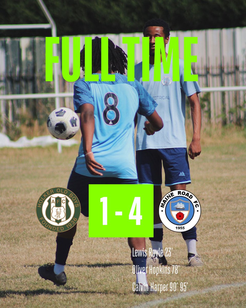 MaineRoadFC's tweet photo. FULL TIME | Holker Old Boys 1 - 4 Maine Road
A winning afternoon for the Road! 🩵
⚽️ Lewis Royle 23’
⚽️ Oliver Hopkins 78’
⚽️ Calvin Harper 90’ 95’
Three points secured!
#MaineRoadFC #UpTheRoad https://t.co/J6WR4uA3w3