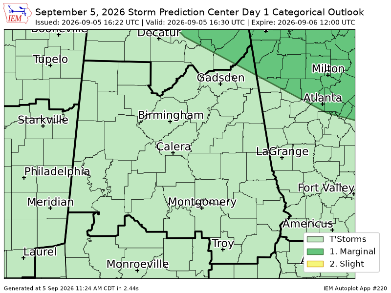 iembot_bmx's tweet photo. #SPC issues Day 1 Marginal Convective Risk at Sep 5, 16:22z for BMX https://t.co/aCZP7qw4pY https://t.co/Us4050lpNo
