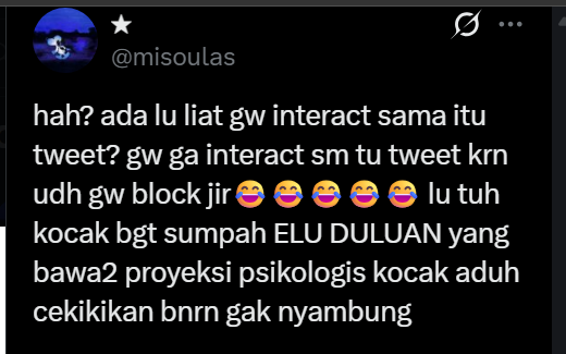 azinalurun's tweet photo. @misoulas wkwkw ngaca, org plenger itu adl elu. nyebut org plenger krna lebih milih ngernb tanpa negur tapi nyatanya lu juga ngeblock tanpa interact/negur tu akun wkwkw berarti gw bilng lu lgi proyeksi psikologis bener dong 😂😂😂😂 https://t.co/MGhmESsjdT