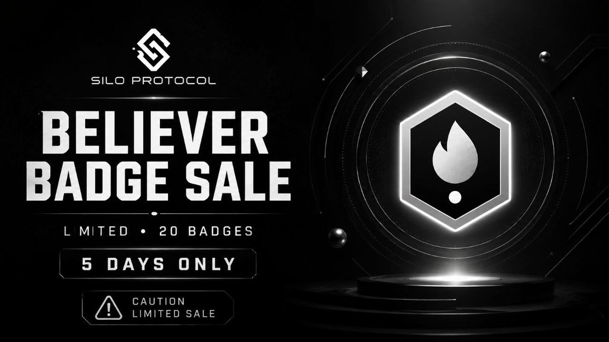 SiloProtocol's tweet photo. 📣 SILO PROTOCOL UPDATE

The Referral Campaign has officially ended! ⚫️

The winners have now been finalized and rolled out on the Leaderboard.

🎁 Referral Campaign Rewards
All rewards will be distributed to eligible winners within 7 days.

⏳ MINI APP XP FARMING IS NEARING ITS END

We’re fast approaching the end of the Mini App XP Farming phase, and we noticed that only a limited number of users currently hold the Believer Badge.

So, we’re opening a limited Believer Badge Sale.

⚫️ 20 Believer Badges ONLY
👤 Maximum 2 badges per user

Believer Badge holders will receive an 0.5% allocation advantage toward the Silo Token airdrop.

��️ Only 20 badges are available. Once they’re sold, the sale is over.

🚨 WHAT’S NEXT?

We are getting very close to the next phase.

Tomorrow, we’ll share more information about the Mini App Airdrop, what comes next, and the next steps for the Silo community.

Stay ready. ⚫️

Silo Protocol — The next phase is loading.

🔗Link: https://t.co/YZr8601545