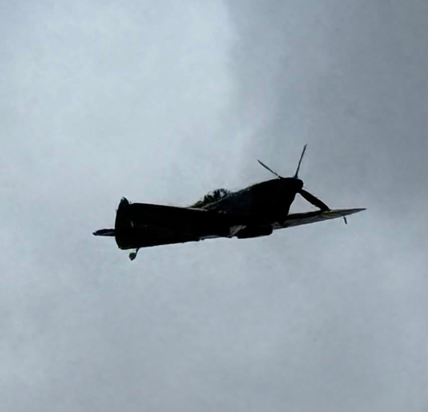 posleadership's tweet photo. #Spitfire over RAF Findo Gask today - remembering WWII in 2026. Thank you @RAFBBMF https://t.co/K0bSn5Vnik