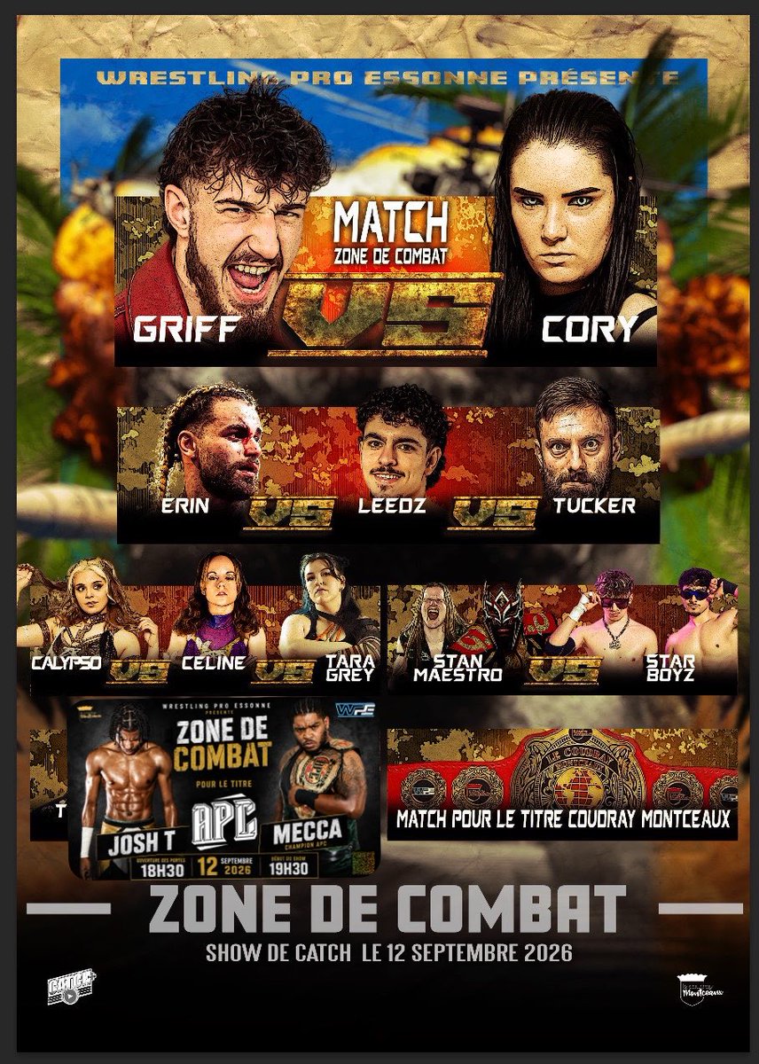 ProEssonne's tweet photo. Zone De Combat
Samedi prochain
Le Ring subira des bombardements !
#catchfr #wpe #prowrestling
BILLETTERIE 🔽🔽🔽
https://t.co/BounTWpHwW https://t.co/oHXUE2loxb