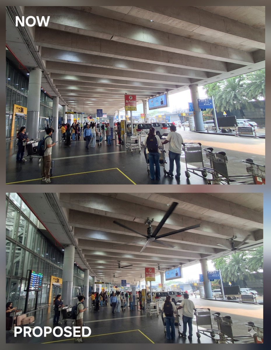 OOHveek01's tweet photo. @AAI_Official @aaikolairport @RamMNK Also pls install few large helicopter fans at the outer arrival concourse/ driveway at #Kolkata airport on an immediate basis. On sweltering hot less breezy summer days, this place becomes very uncomfortable to hang around at. https://t.co/DYuIJyt3HD