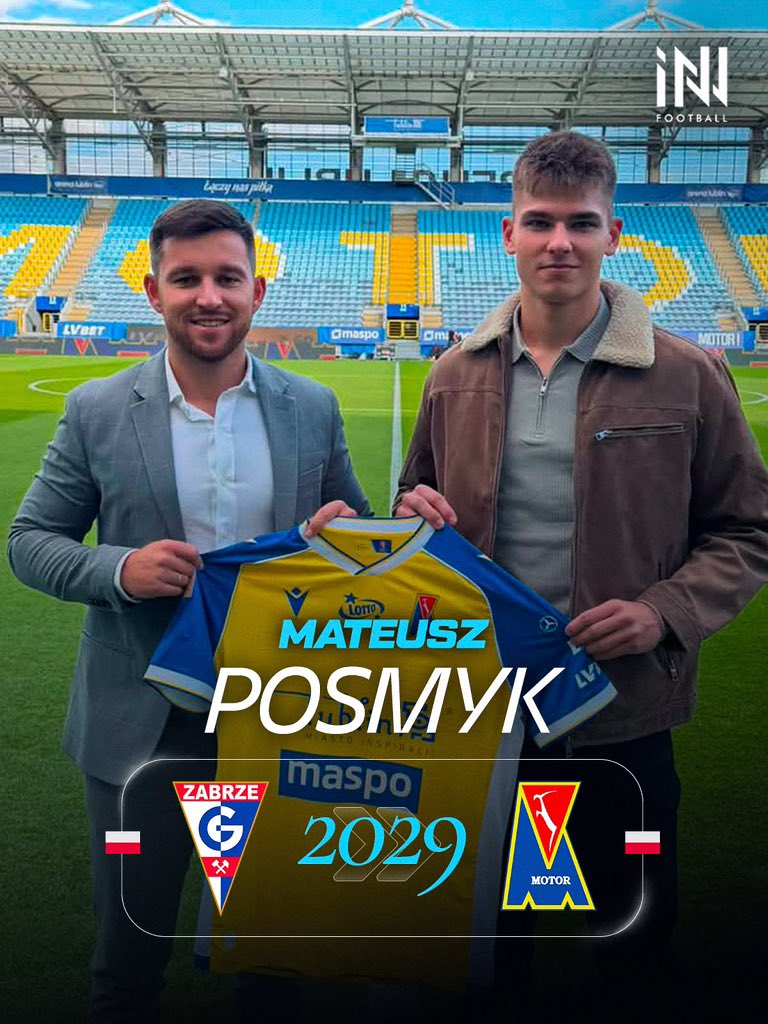INNfootball_'s tweet photo. 🆕🅣🅡🅐🅝🅢🅕🅔🅡✍️
Mateusz Posmyk na zasadach transferu definitywnego od dzisiaj oficjalnie zawodnikiem @MotorLublin🤝

Kontrakt obowiązywał będzie do 30/06/2029 roku✔️

Powodzenia Mati👊
—————————
#INNfootballwetrust https://t.co/CT4lIi9F2P