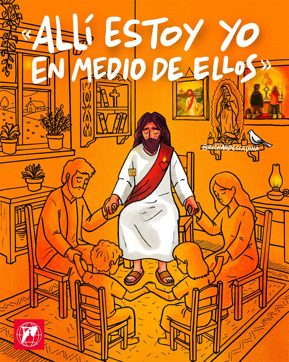 EWTNespanol's tweet photo. ¿Dónde está Jesús? Evangelio del Domingo XXIII del tiempo ordinario (Ciclo A). 

Mateo 18, 15-20:
En aquel tiempo, dijo Jesús a sus discípulos:
«Si tu hermano peca contra ti, repréndelo estando los dos a solas. Si te hace caso, has salvado a tu hermano.
Si no te hace caso, llama a otro o a otros dos, para que todo el asunto quede confirmado por boca de dos o tres testigos. Si no les hace caso, díselo a la comunidad, y si no hace caso ni siquiera a la comunidad, considéralo como un pagano o un publicano.

En verdad os digo que todo lo que atéis en la tierra quedará atado en los cielos, y todo lo que desatéis en la tierra quedará desatado en los cielos.

Os digo, además, que si dos de vosotros se ponen de acuerdo en la tierra para pedir algo, se lo dará mi Padre que está en los cielos. Porque donde dos o tres están reunidos en mi nombre, allí estoy yo en medio de ellos». Palabra del Señor.

Ilustración de @RichEscalona