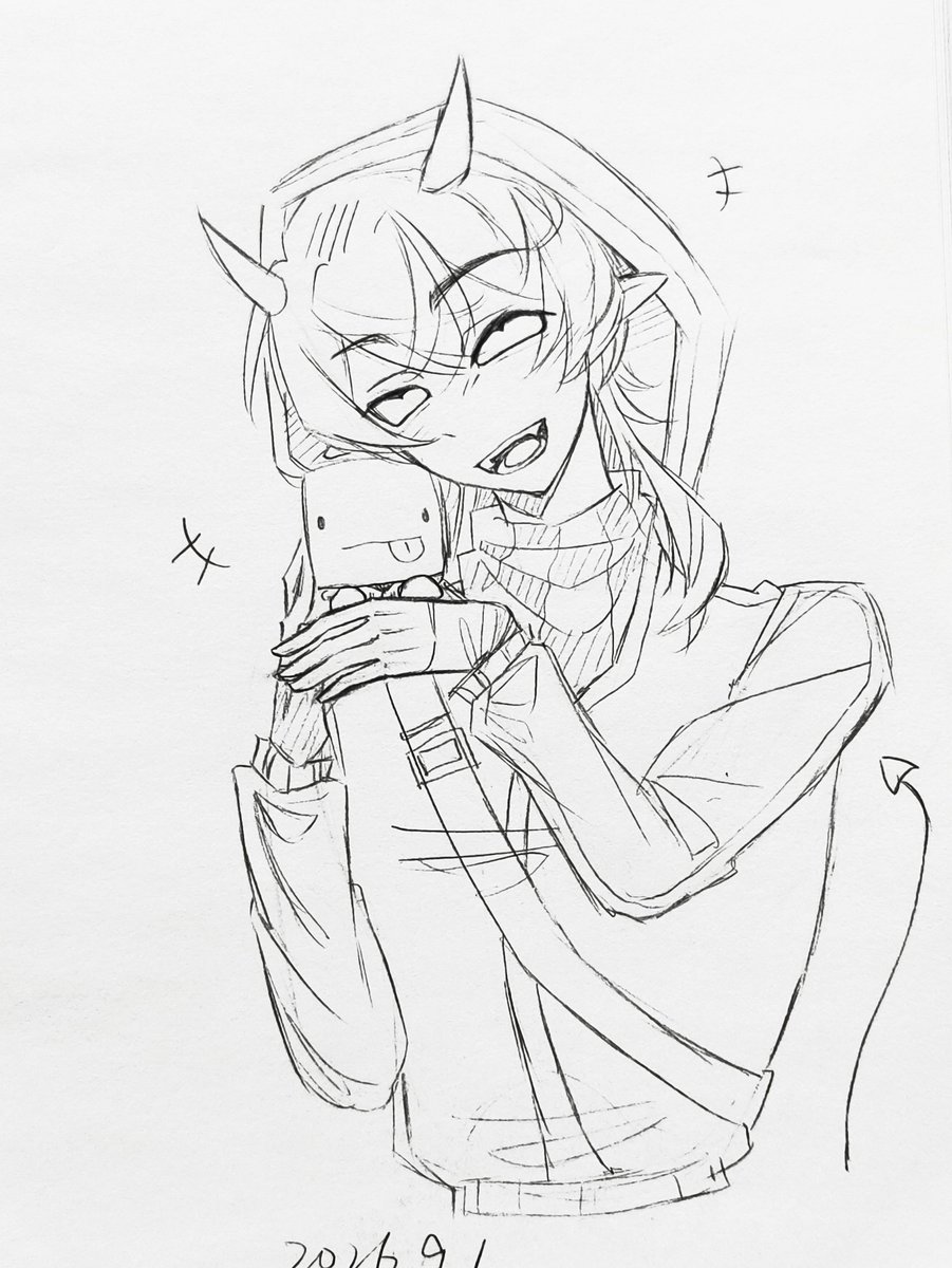 Stellanohappy's tweet photo. This is something I drew at school recently. I wonder if you guys like it! If you do, I'll draw more haha #badboyhalo #skeppy #skephalo #quackity https://t.co/7rTYhq9ysf