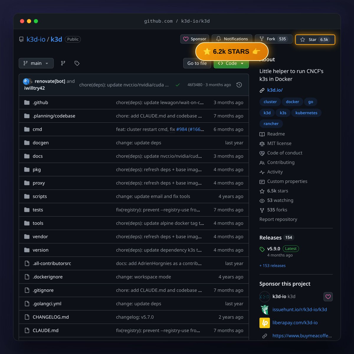 MundoDev0ps's tweet photo. 🚢 K3d (6.2k ⭐): Levanta clusters multi-nodo de Kubernetes dentro de Docker en 3 segundos.

📦 https://t.co/MFuHqyyuP7

#DevOps #OpenSource https://t.co/UcpOBU0qDl