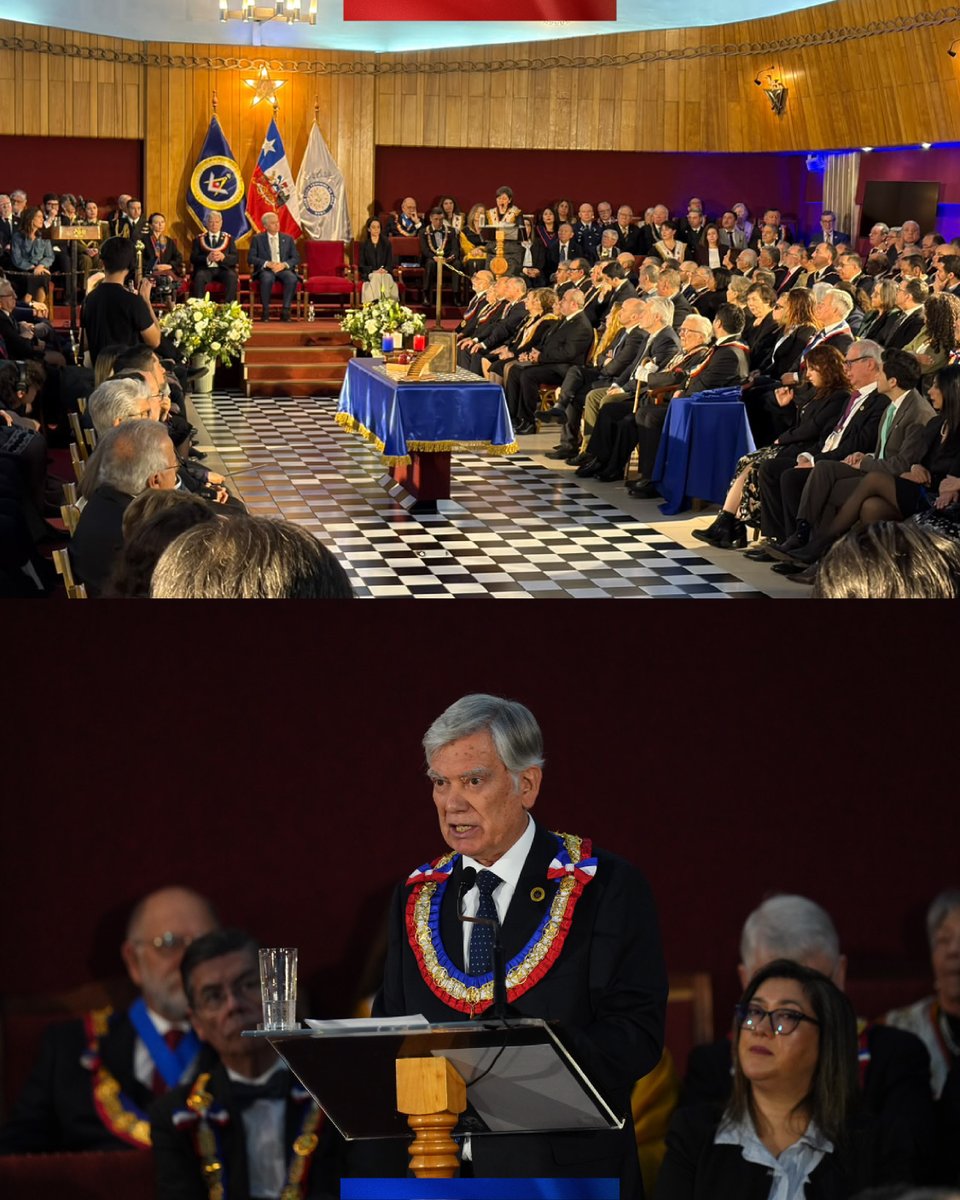 GranLogiaChile's tweet photo. Con un Gran Templo colmado, se desarrolla Fraternitas de la República, bajo el lema “Unidad, Sabiduría y Progreso”, con la participación de autoridades masónicas y representantes de los Poderes del Estado, el mundo académico, empresarial y sindical. https://t.co/133q3Hc93g