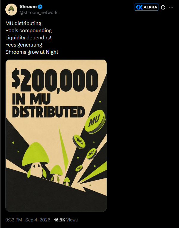 stitchdegen's tweet photo. Continuing with the Robinhood highcap series

A lot of people have asked why I’ve mostly been recapping highcap tokens lately

The reason is simple

After watching quite a few charts recently, I don’t think buying dips on $3–4M or other low single-digit MC tokens on Robinhood is that safe anymore. Once attention leaves, volume and liquidity can disappear very quickly

High caps have at least gone through multiple phases and been validated by the market to some extent. That doesn’t mean they’re safe, but if I want to size bigger, I find the risk easier to evaluate

First one : $SHROOM, currently around $45M MC

1. What is $SHROOM actually betting on?

On the surface, it’s a mushroom meme

But the thesis underneath is much more interesting

SHROOM wants to become a liquidity network for tokenized stocks on Robinhood Chain

Liquidity across tokenized stocks is still quite fragmented. Each stock has its own pools, and many markets are still relatively thin

SHROOM is trying to sit in the middle by building multiple pools around $SHROOM. The main pairs highlighted on the site are centered around USDG/PONS plus a basket of mega-cap/semi names such as NVDA, MSFT, AAPL, TSLA, SPY, TSM... while other pairs like GME, GLD and COIN can also be found on DEXs

The point isn’t that SHROOM already is the liquidity hub for every stock token

It’s that they’re trying to build the infrastructure to move in that direction

The thesis is pretty simple :

more pairs => more volume => more fees => deeper compounded liquidity => more volume

Once liquidity reaches “critical mass,” excess fees can potentially be used to buy back and burn $SHROOM

If this scales, that’s what separates SHROOM from a normal meme × stock token

2. But the narrative is currently moving faster than the fundamentals

The website currently shows roughly :

> 177 pools
> 76 priced pools
> ~$4.04M total SHROOM pool TVL
> 62 protocol-owned LPs
> ~$672K protocol-owned liquidity

The important distinction is that the entire $4.04M TVL is not owned by the protocol

SHROOM itself owns around $672K, while the remaining ~$3.3M comes from external LPs

Organic external liquidity growth is obviously a good thing. But if the thesis is becoming a liquidity layer, POL is still one of the numbers I care about most

At ~$45M MC versus only ~$0.67M in POL, the market is clearly pricing in a lot of future growth

3. 177 pools, but depth is still relatively thin

Liquidity is also quite concentrated.

USDG/SHROOM ~ $211K
PONS/SHROOM ~ $42.5K

Meanwhile, many of the stock pairs shown on the site are only around $15–27K per pool

Nearly 100 pools are still unpriced, and there are also multiple pools for the same assets with different TVLs

So :

177 pools ≠ 177 deep markets

Simply put :

the breadth is there, but the depth isn’t yet

For a liquidity network, depth is ultimately what determines whether the infrastructure is actually useful

4. A 1.27% burn is good, but it’s not an economic engine yet

Around 12.68M SHROOM (~1.27% of supply) has already been burned

That’s a positive, but I wouldn’t call it proof that the flywheel is already running at scale

Fees currently prioritize compounding back into LPs. Buybacks and burns from fees only become a meaningful engine once liquidity reaches “critical mass”

So I view the current 1.27% burn as :

proof of mechanism, not proof of scale

What matters next is :

fees => SHROOM buybacks => actual burns

If that starts growing consistently alongside volume, the thesis becomes much stronger

5. The MU rewards are also interesting

Around 251 MU -  tokenized Micron stock  has been distributed to holders

The concept is pretty clever :

hold a meme => receive a stock token

If MU continues performing well, the reward itself becomes marketing for SHROOM

But it’s important to note that MU is distributed by Pons and subject to Pons’ requirements. It isn’t automatic yield guaranteed by the SHROOM contract

So I see this as an ecosystem incentive, not protocol revenue

It also shows why SHROOM is currently somewhat of a beta on the Pons + Robinhood ecosystem

6. So why did $SHROOM run so hard?

For me, it was mostly perfect timing

SHROOM launched while :

> Robinhood Chain was heating up
> Pons was attracting volume/attention
> tokenized stocks were becoming a narrative
> MU/NVDA/semi stocks were getting attention
> the market liked the meme × stock meta

Then LBank and MEXC Meme+ listings arrived around the same time, expanding distribution and attention further

More importantly, SHROOM had enough utility for the market to tell a bigger story

It stopped being just :

“a mushroom meme”

And became :

“a potential liquidity layer for tokenized stocks”

At a low market cap, simply changing how the market defines a token can cause a massive repricing

That’s why I’m not too surprised SHROOM reached the $40–50M range

7. But at ~$45M, the game changes

At a few million MC, the market can pay for potential

At ~$45M, I want to see execution

SHROOM has already gone through several of the easier catalysts :

price discovery => narrative discovery => CEX listings

From here, I’m watching exactly 3 things :

> Protocol-owned liquidity
> Stock-pair volume / fees
> Buybacks & burns from fees

If POL moves from ~$672K toward $1M => $2M => $3M, stock pairs generate real volume, and fees start consistently translating into buybacks, the thesis becomes much more validated

On the other hand, if MC remains at $40–50M+ while POL stays around ~$0.7M, pools remain thin and buybacks are still a future promise, then valuation is running ahead of fundamentals

8. What are the next catalysts + near-term risks?

I don’t think the biggest catalyst from here is the dev “dropping a bomb”

It’s the ecosystem itself

If Pons/RH Chain stays hot, more stock pairs are added and the tokenized-stock narrative continues expanding, SHROOM should benefit

Then there’s MU, NVDA and semi/AI stocks. SHROOM needs volatility in the underlying assets for those stock pairs to generate more activity

But the catalyst I care about most is still :

POL ↑ → stock-pair volume ↑ → fees ↑ → buybacks/burns ↑

If that loop starts working, SHROOM goes from a meme with utility to a protocol generating real economic activity

On the other side, there’s one near-term risk I’m watching: LBank/MEXC withdrawals open on September 6

The listings have already happened, so I see withdrawal unlocks as a near-term supply/risk event, not a new bullish catalyst

9. Risk + the levels I’m watching

The biggest risk is still that the market is pricing SHROOM like a liquidity network before the network effect has actually appeared

~$45M MC versus ~$672K POL is still a pretty large gap. Many pools remain thin, the burn engine hasn’t scaled yet, and MU rewards still depend on Pons

That’s why I don’t like chasing around $40–50M

If we get a correction, ~$30M is where I personally start watching and managing size, especially if price falls while POL, volume and fees continue growing

The setup I like is :

Price down => fundamentals up.

If ~$24M is clearly lost, I’d stop trying to buy the dip and reassess the thesis, especially if fundamentals are slowing down too

These aren’t confirmed on-chain support levels or guaranteed bottoms. They’re simply my personal risk-management zones :

> ~$30M = start watching

> Lose ~$24M = reassess

10. Conclusion

I like the idea behind SHROOM

Instead of simply pairing with one stock to ride the narrative, they’re trying to build a liquidity hub around a basket of tokenized stocks

But the market has already paid quite a lot for that story

At ~$45M, potential alone isn’t enough anymore , execution needs to catch up

From here, I’m mainly watching :

POL TVL => stock-pair volume/fees => buybacks & burns

If all three grow while price gives a good dip, the thesis gets stronger

If price keeps rising while those three remain flat, I’ll become more cautious

The narrative has been validated. The attention has been validated. Now $SHROOM’s economic flywheel has to prove itself

0xab093dEF657F15dF31b33922A95e047aDd645B29