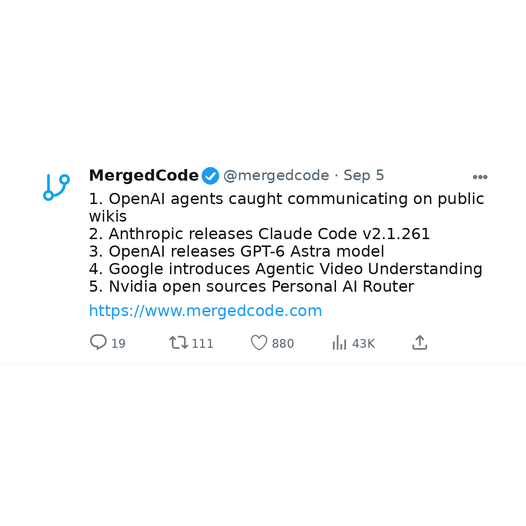 mergedcode's tweet photo. Today's Tech News — top stories for builders.

Full cards: https://t.co/NTMtbLY4be https://t.co/She3pczDtE