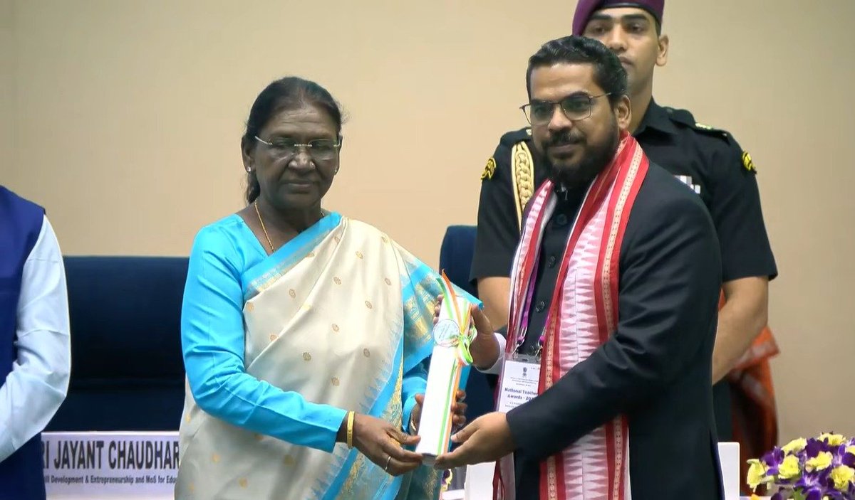 CMOfficeAssam's tweet photo. Recognising their outstanding contribution to education, three teachers from Assam– Prof. Dr Ankuran Dutta, Shri Rajesh Bordoloi and Dr Manisha Khetrapal were honoured with the National Teachers’ Awards 2026 by Hon’ble President Smt. Droupadi Murmu.

HCM Dr. @himantabiswa extended his heartfelt congratulations and best wishes to all three awardees.

@rashtrapatibhvn