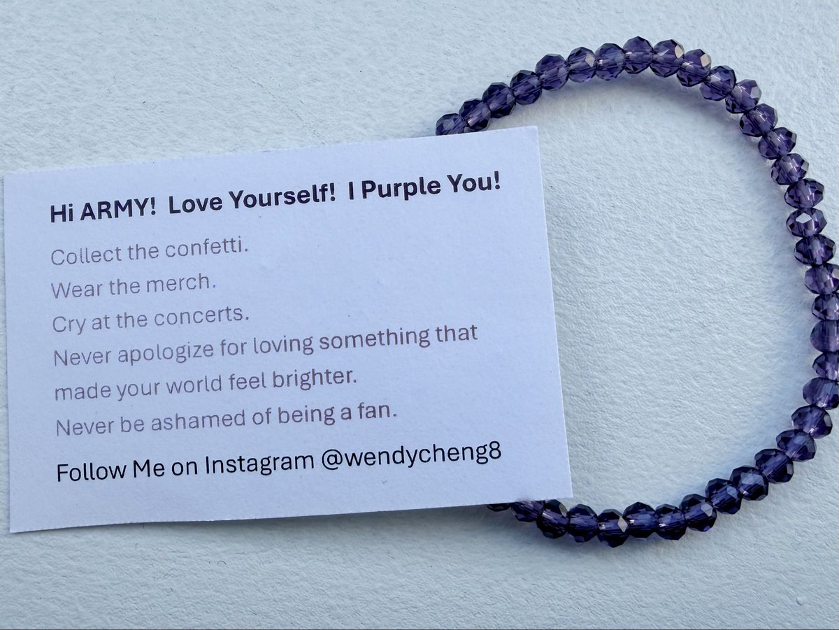 happydayruth's tweet photo. “Collect the confetti.
Wear the merch.
Cry at the concerts.
Never apologize for loving something that made your world feel brighter.
Never be ashamed of being a fan.”

The most beautiful freebie I’ve ever received. 💜 

#BTS_WORLDTOUR_ARİRANG_LA https://t.co/Ai1YgVW5Bm