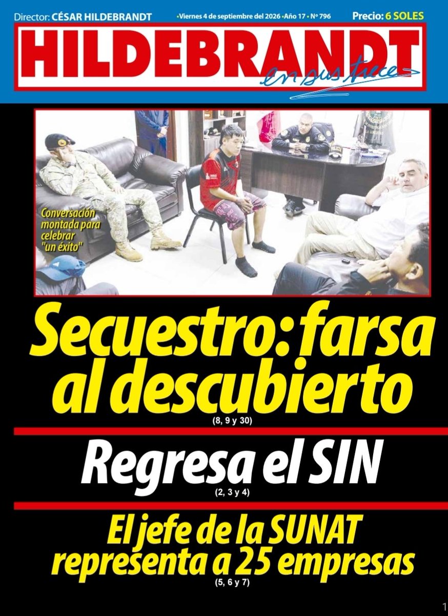 ensustrece's tweet photo. En #Hildebrandt @ensustrece: FARSA AL DESCUBIERTO. El ministro de Defensa llegó a los extramuros del ridículo presentando a quienes, según todos los datos, no fueron los que mataron a cuatro personas para llevarse a un minero ilegal que se ha hecho rico traficando con oro en Pataz. La verdad terminó secuestrada. El reportaje en https://t.co/Yd2EU1qlZG.