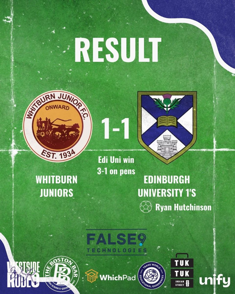 EdinburghUniAFC's tweet photo. Results⚽️

The 1’s make it to the 3rd round of the Challenge Cup in victory via penalties over Whitburn🙌

The 20s narrowly miss out on their first game of the season. 

#OCOL💚💙 https://t.co/UPlNOEeqYH