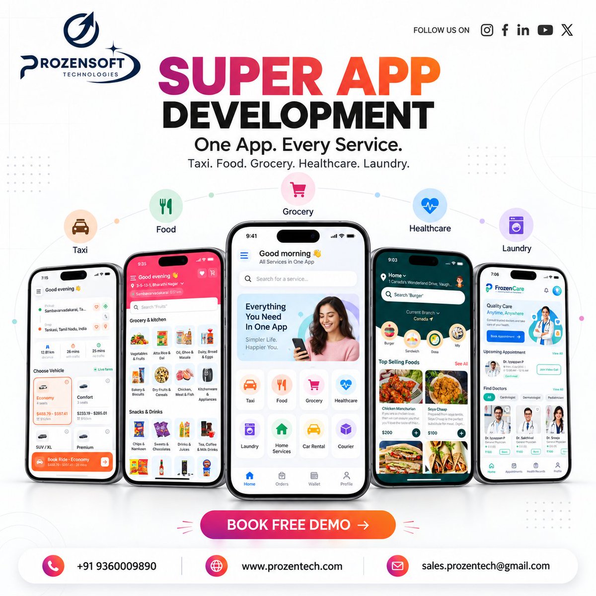 Prozensoft2025's tweet photo. Super App Development — One App. Every Service. 🚀

Taxi, Food, Grocery, Healthcare, Laundry &amp; more — all in one powerful platform.

📞 +91 9360009890
🌐 https://t.co/1xTi4wk8M6

#SuperAppDevelopment #AppDevelopment #SuperApp #MobileAppDevelopment #ProzensoftTechnologies https://t.co/2udZn5usB2
