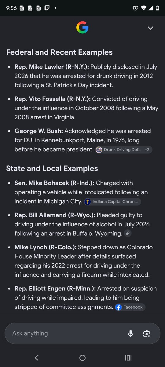 westonmyback's tweet photo. @billessayli A list of Redumblicans who were also convicted of DUI's. It can happen to anyone stop peddling this B.S. https://t.co/XtX6bkhtn9