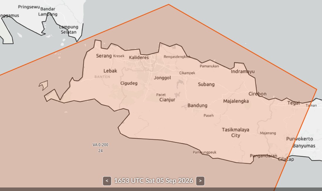 Rute_T11_T12's tweet photo. [Baru Sisi Jawa] Update Zona Merah Abu Vulkanik Anak Krakatau per 23:35 WIB

Welcome pendatang baru: Jaktim, Karawang, Purwakarta, Cirebon, Tegal, Pemalang, Kuningan, Cilacap, Lumbir, 

Aviation Weather Center US https://t.co/mScakKfsKh