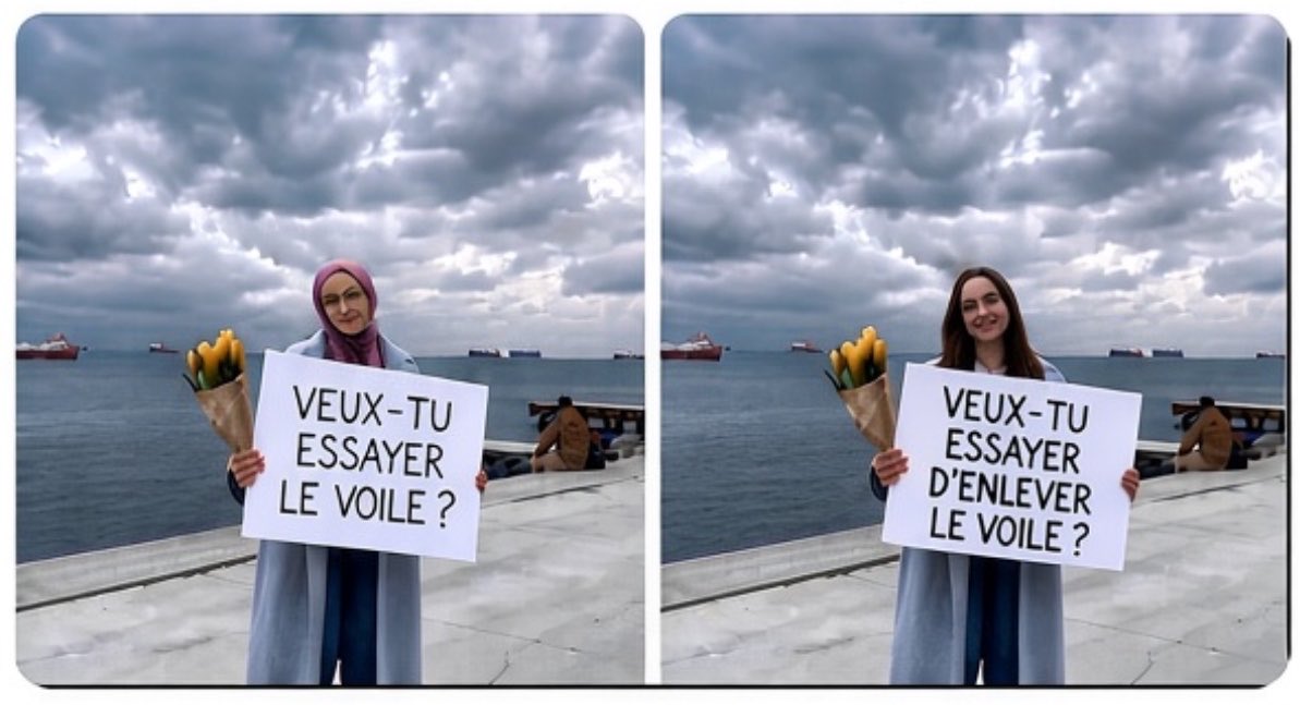 l1cree's tweet photo. Si tu fais celui de gauche dans la rue, tu seras accueilli avec tolérance.

Si tu fais celui de droite dans la rue, tu seras traité de raciste. https://t.co/ZvxYXv3Tuf