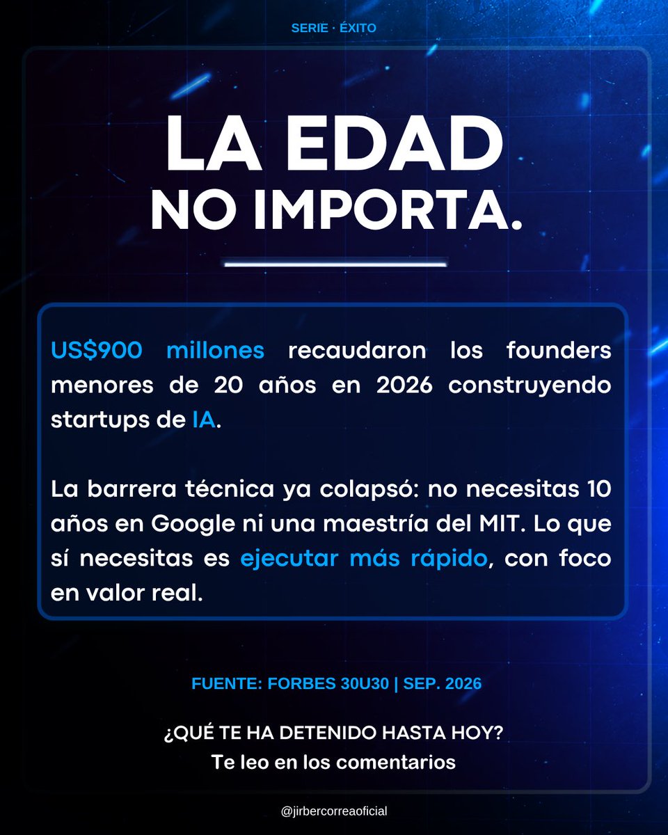 jirbercorrea's tweet photo. La barrera técnica ya colapsó: no necesitas 10 años en Google ni una maestría del MIT para crear algo relevante. Lo que sí necesitas es ejecutar más rápido, con foco en valor real.

#Motivación #Startups #FounderTech #InteligenciaArtificial #Emprendimiento https://t.co/mGltPV8L0D