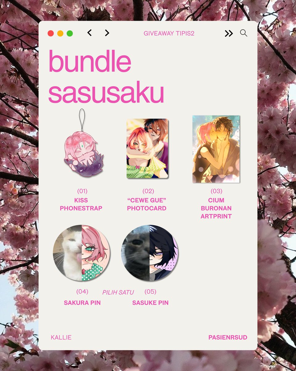 pasienrsud's tweet photo. simsalabim 🪄🦄 siapaaa yang pengen merch sasusaku dan gojohime??? ada giveaway tipis2 niih buat kalian ദ്ദി(˵ •̀ ᴗ - ˵ ) ✧

꩜ GA period: 5 sept - 18 sept
꩜ fanmerch gabole dijual beliin
꩜ minimal 20 entries

 💭 info lebih di rep!!  
#sasusaku #gojohime https://t.co/ij5V7jjEMd