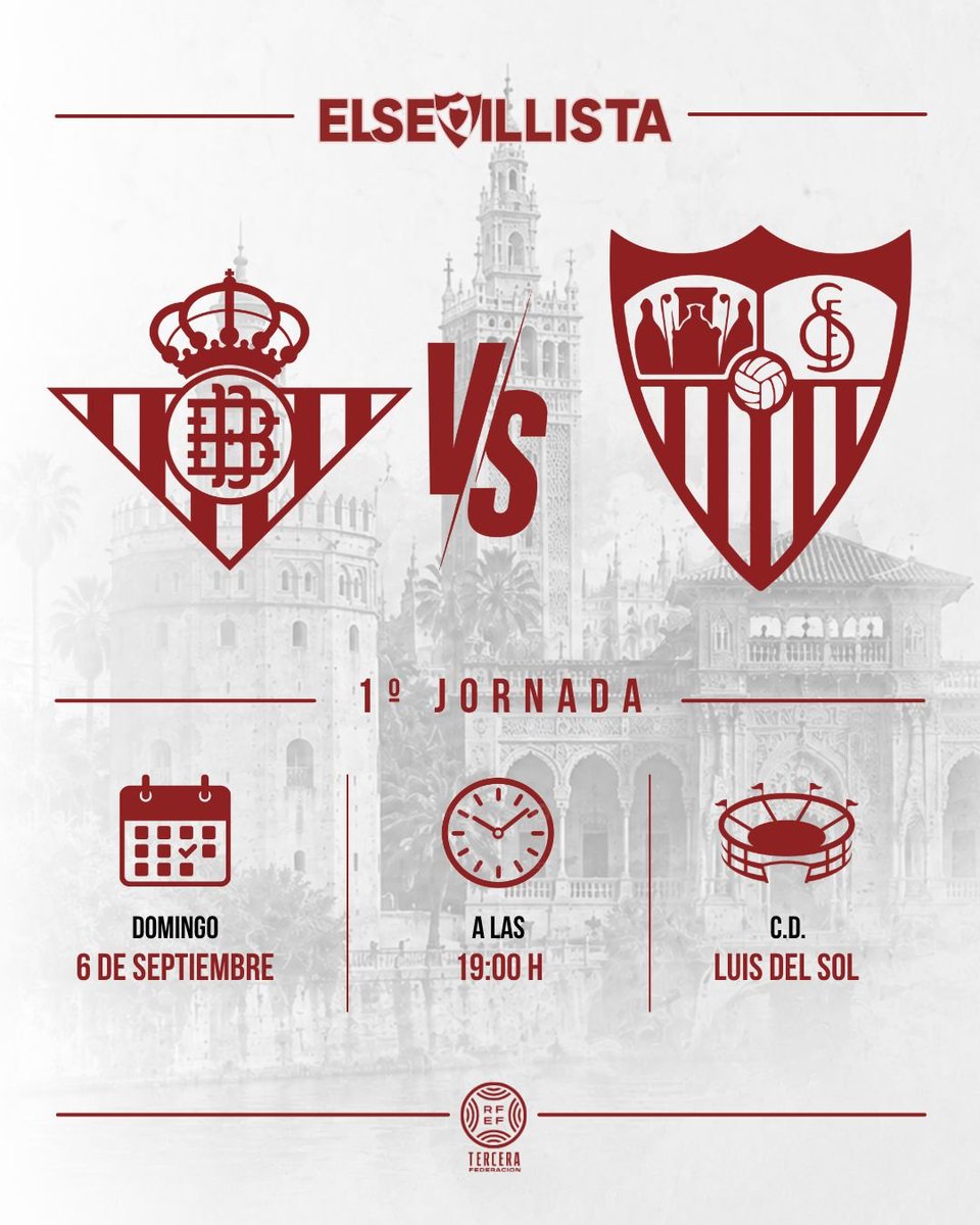 elsevillistaes's tweet photo. 📰 Previa Tercera RFEF G10 J1 | Un derbi con mucho más en juego que tres puntos
⚪🔴 Este domingo se estrena otro duelo sevillano
#️⃣ #SevillaFC #TerceraFederacion #ElGranDerbi #SevilllaFCC #canterasevillafc
✍🏻 @portalcantera
🎨 @lauritaluque_
🔗 https://t.co/xTIjU7vfKr https://t.co/AJbJWsRUEU
