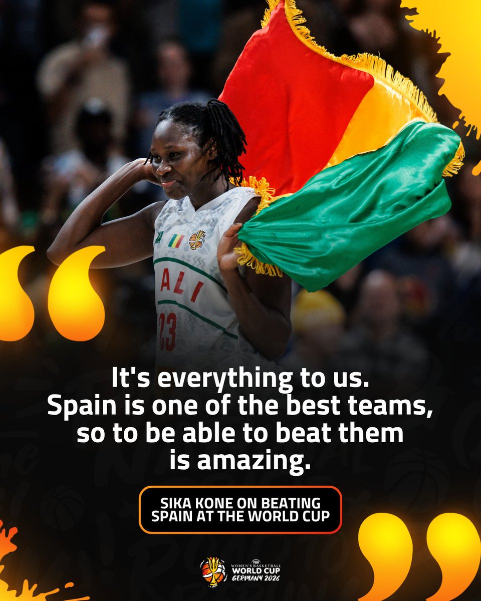 FIBAWWC's tweet photo. Sika Koné at the heart of Mali’s huge upset, putting up yet another double-double, no less 🇲🇱