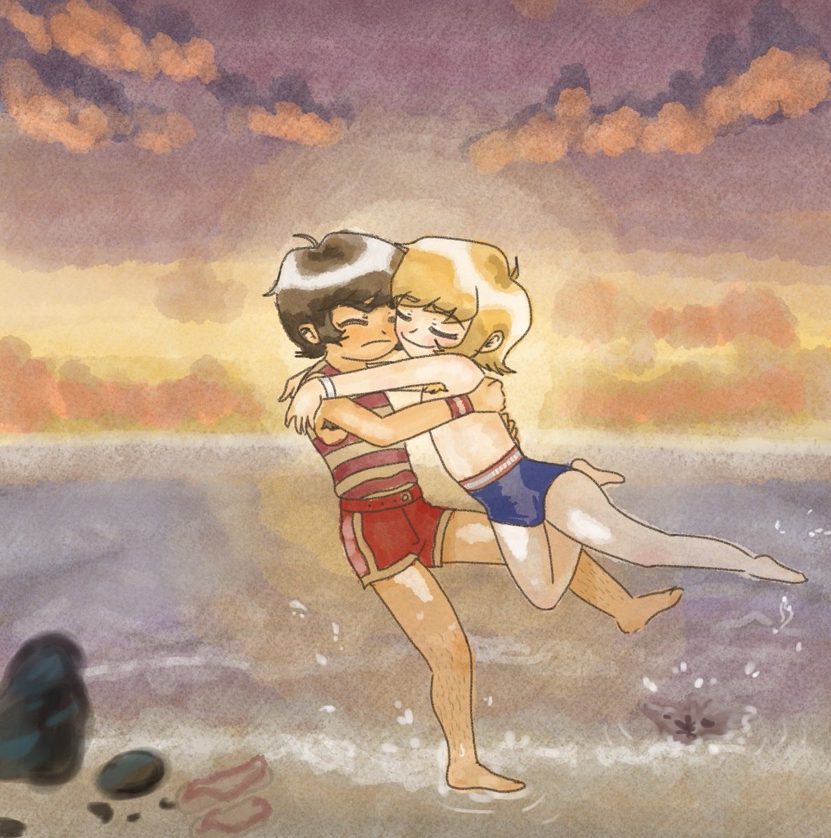 yemizumi's tweet photo. Beach day! #akiryo #devilman #fanart https://t.co/PGTktfX5no