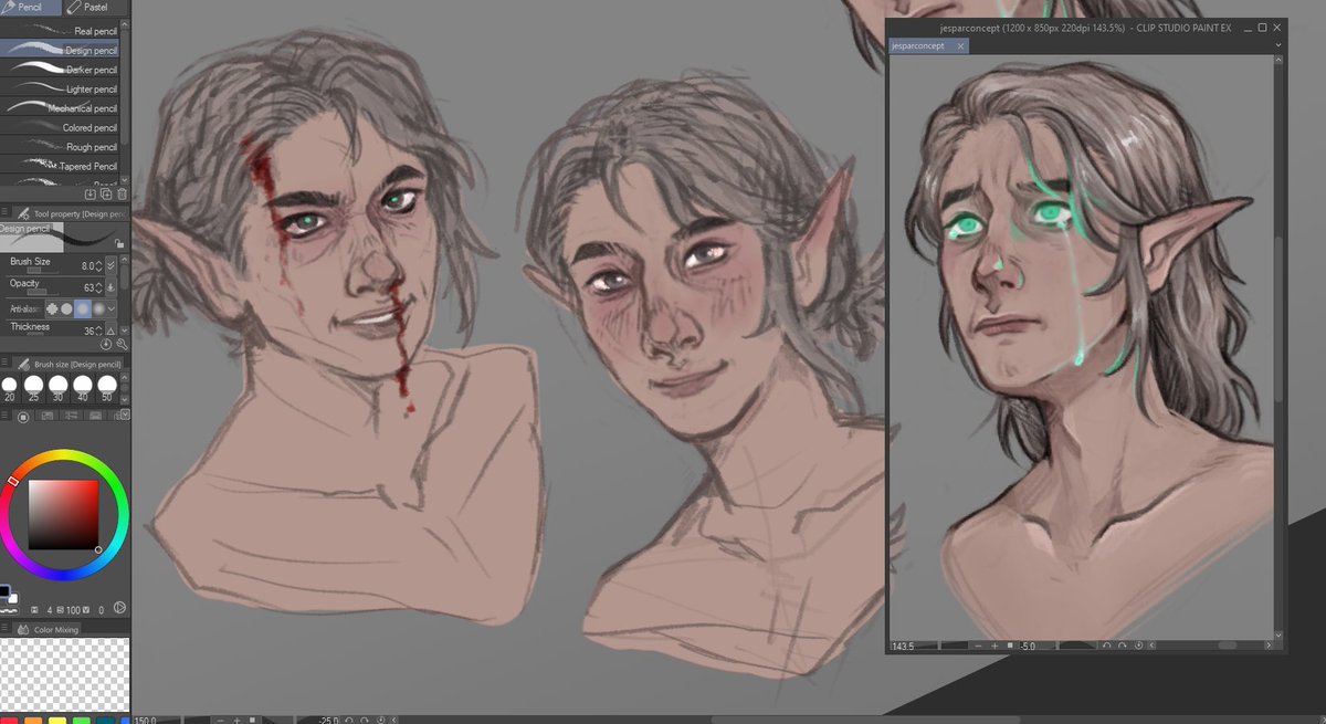 teddystleart's tweet photo. Suffering from the opposite of same face syndrome. Every time I change a characters expression they become a whole new person!! #digitalart #originalcharacter #conceptart #characterconcept #WIP #webtoon https://t.co/RLBUhts7v0