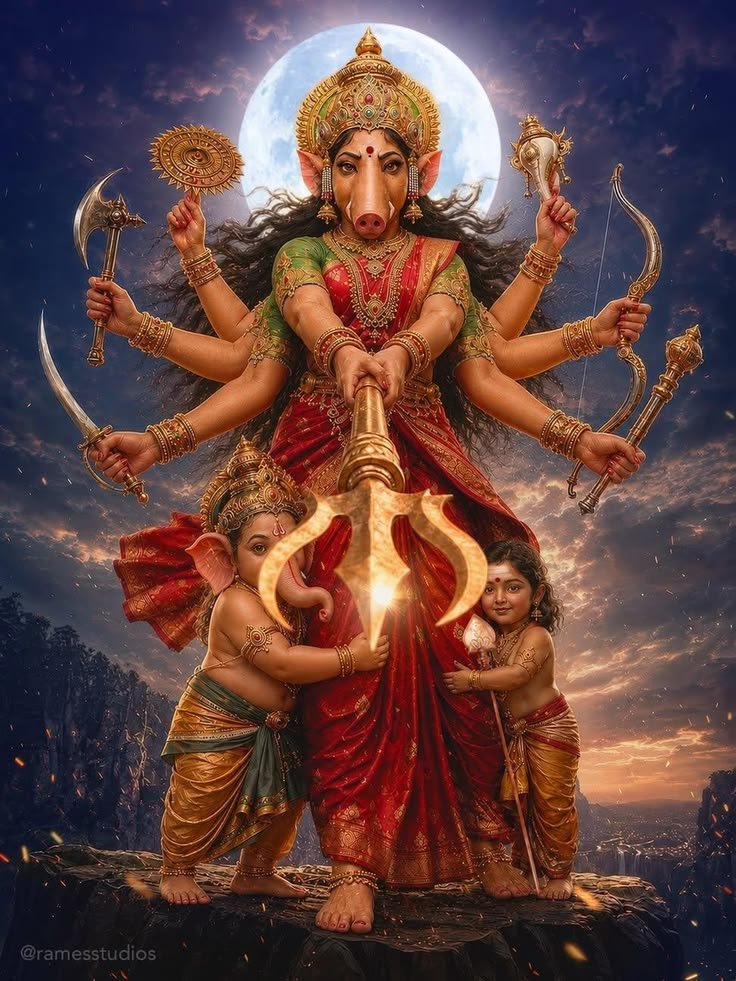 Atulya_Bharat__'s tweet photo. ✨ Amma is always the ultimate protector—whether shielding Her own children or watching over Her devotees. ❤️🙏

Jai Varahi Amman 🌸 https://t.co/rBLe0tqAnz